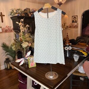 LOFT White and Black Patterned Tank Top